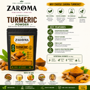 Zaroma Premium Turmeric Powder 100g | 100% Natural, Rich in Curcumin, No Chemicals